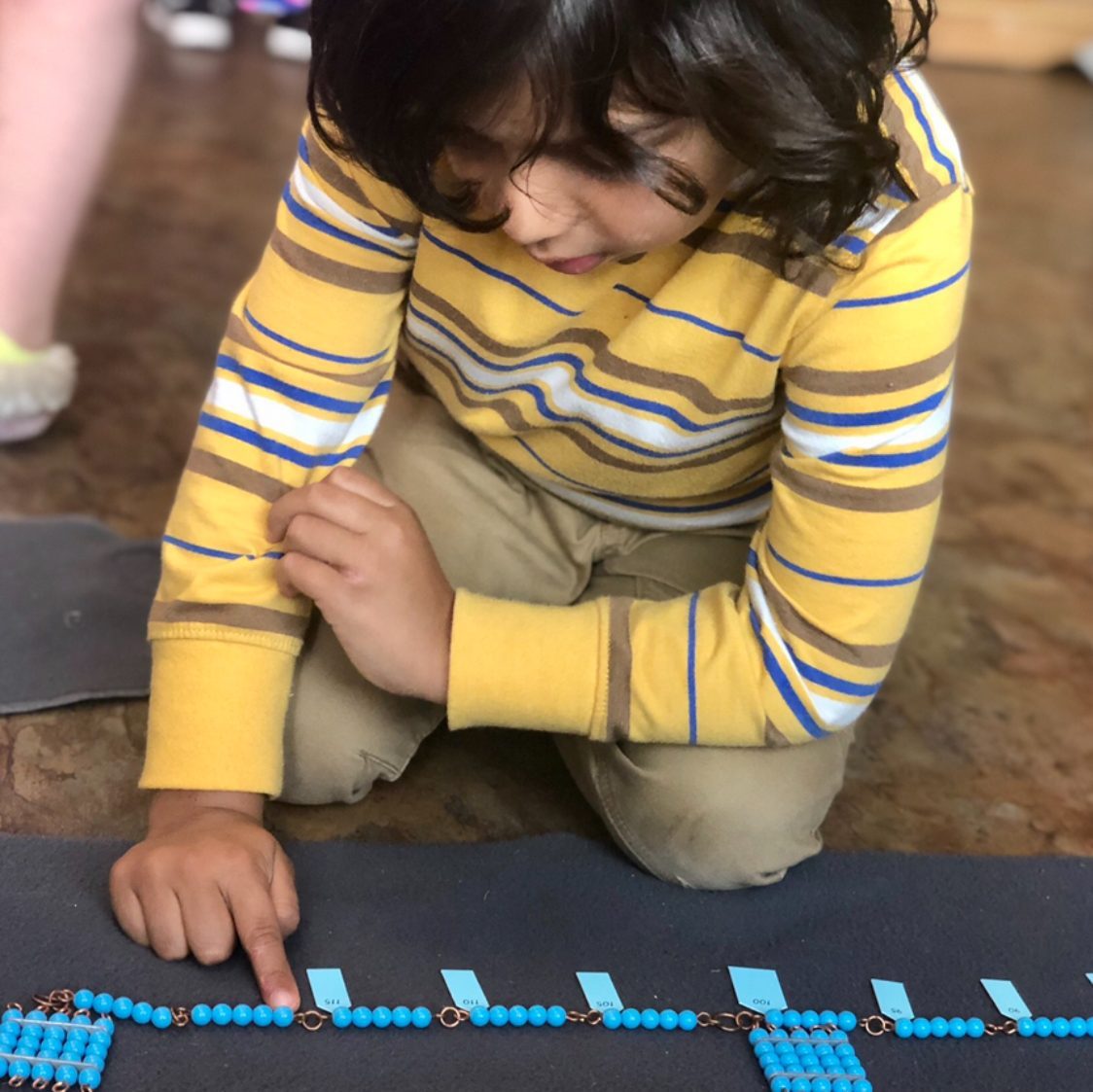 Early Childhood Bead Chain for Linear and Skip Counting, The Montessori Academy of Arlington, Private School Arlington TX
