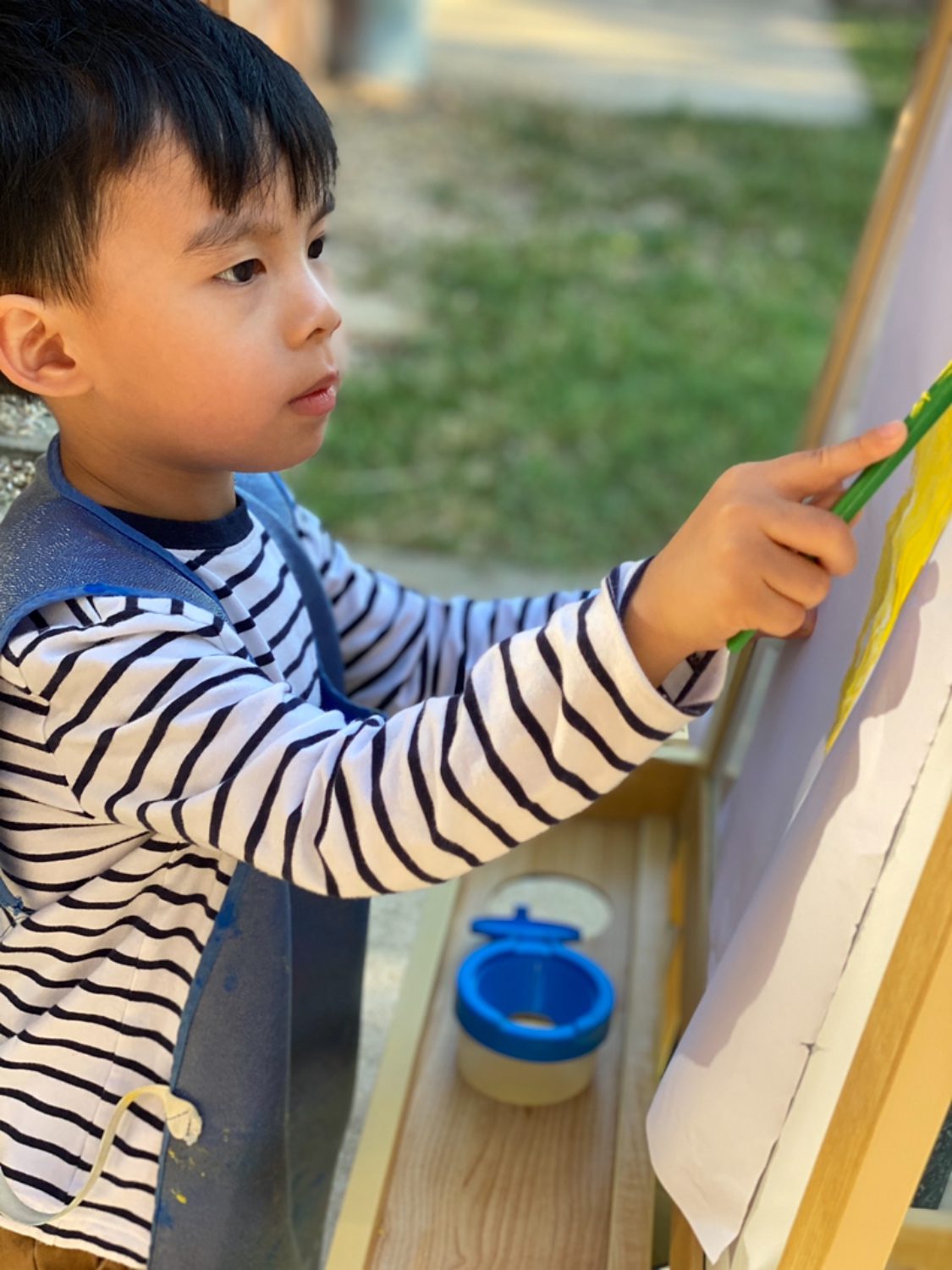 Early Childhood Outdoor Easel Painting, The Montessori Academy of Arlington, Private School Arlington TX