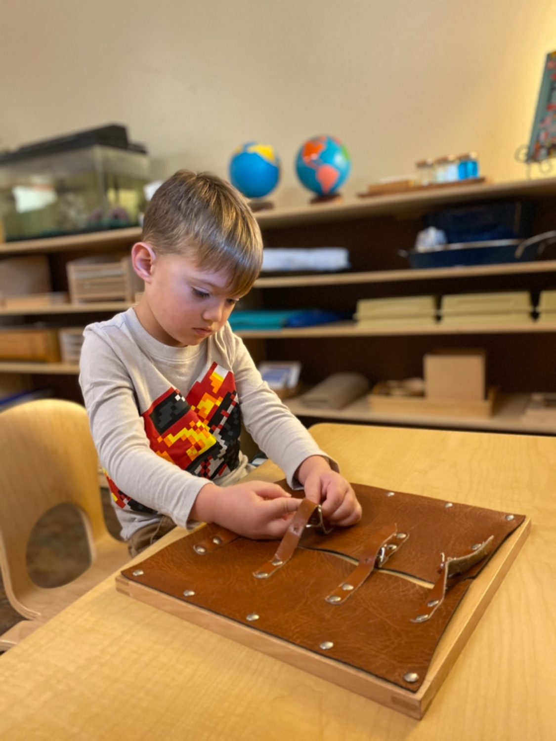 Early Childhood Dressing Frames, The Montessori Academy of Arlington, Private School Arlington TX