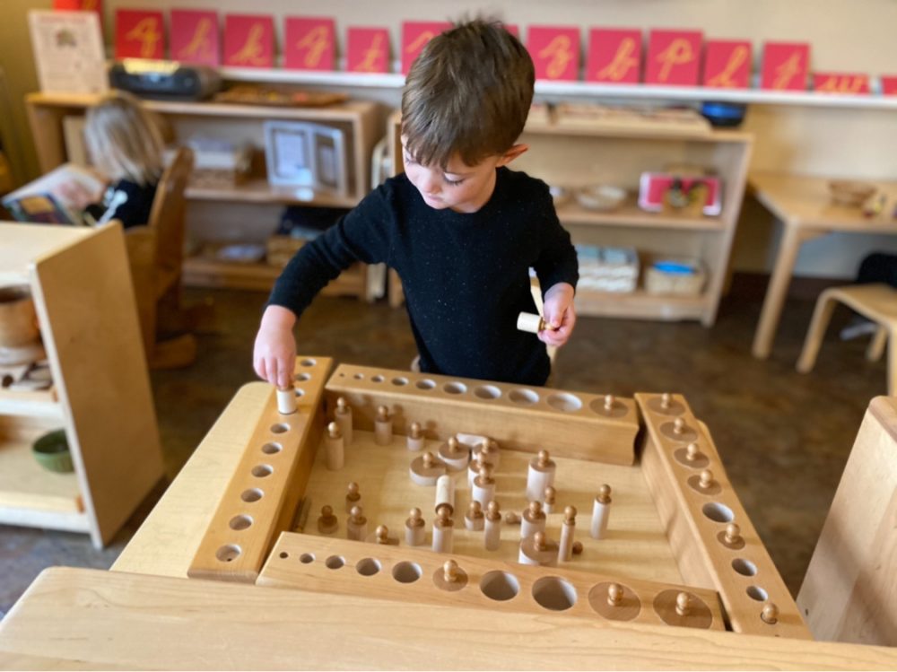 Early Childhood Knobbed Cylinders, The Montessori Academy of Arlington, Private School Arlington TX